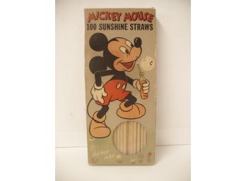 Vintage Antique Box Of Walt Disney Mickey Mouse Sunshine Straws