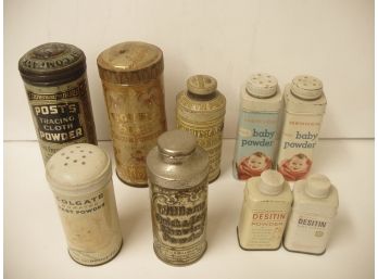 Collection Of 9 Vintage Advertising Tins Baby Powders, Tooth Powder, Etc. Lot # 22