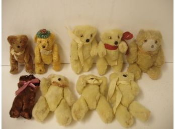 Collection Of 9 Vintage Toy Teddy Bears, Various Makers, See Photos, Bear Lot # 8