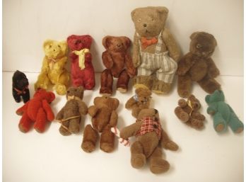 Collection Of 13 Vintage Toy Teddy Bears, Various Makers, See Photos, Bear Lot # 1
