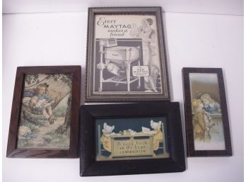 Collection Of 4 Small Framed Prints With Interesting Subjects, Framed Lot # 1