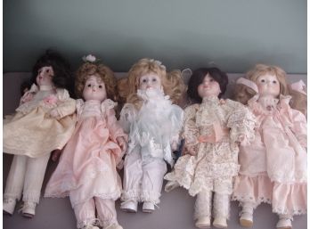 Collection Of 5 Collectible Dolls, MYD, Etc., Measure 16' To 12', Doll Lot # 3