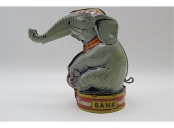Vintage J Chein Tin Lithograph Toy Elephant Bank.