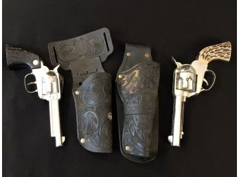 Vintage Toy Pistols With Holster  Mattel Fanner And Nichols 250