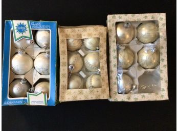 Lot Of 17 Vintage Silver & White Christmas Ornaments Made In Germany & USA