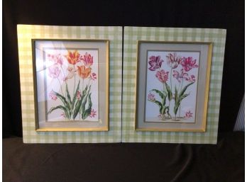 Pair Stunning Lillian August Framed Botanical Prints Originally $198 Each