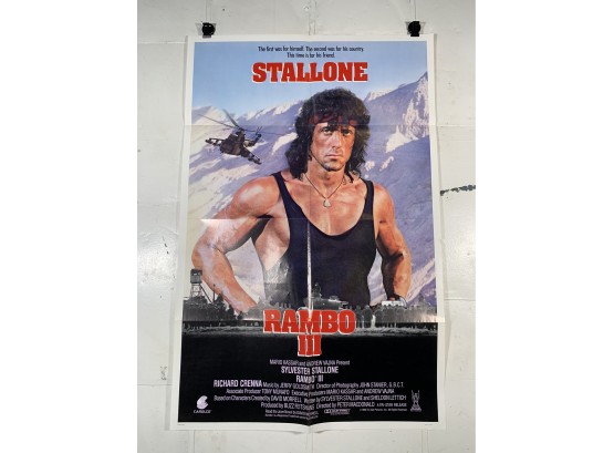 Vintage Folded One Sheet Movie Poster Rambo III 1988