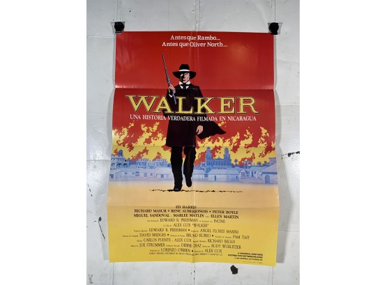 Vintage Folded One Sheet Movie Poster Walker 1987