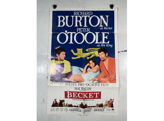 Vintage Folded One Sheet Movie Poster Becket 1964