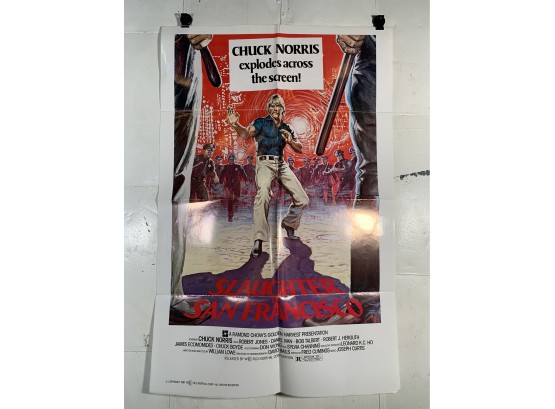 Vintage Folded One Sheet Movie Poster Slaughter In San Francisco 1981