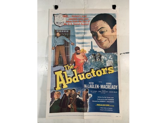 Vintage Folded One Sheet Movie Poster The Abductors 1957