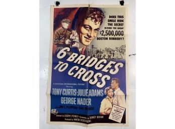 Vintage Folded One Sheet Movie Poster 6 Bridges To Cross 1955