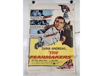 Vintage Folded One Sheet Movie Poster The Fearmakers Mel Torme 1958