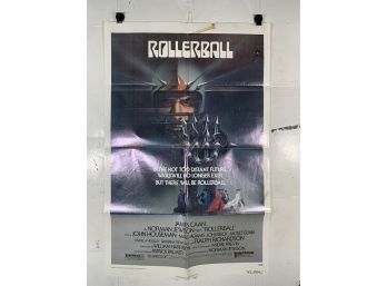 Vintage Folded One Sheet Movie Poster Rollerball 1975