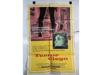 Vintage Folded One Sheet Movie Poster Blind Terror, See No Evil 1971