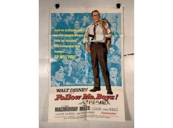 Vintage Folded One Sheet Movie Poster Disney Follow Me, Boys! 1966