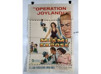 Vintage Folded One Sheet Movie Poster Miami Expos 1956