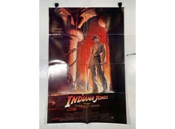 Vintage Folded One Sheet Movie Poster Indiana Jones And The Temple Of Doom 1984