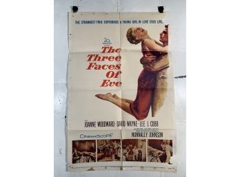 Vintage Folded One Sheet Movie Poster The Three Faces Of Eve 1957