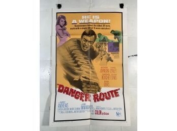 Vintage Folded One Sheet Movie Poster Danger Route 1968