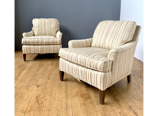 Pair Of Vintage White Club Chairs By Frederick Edward Of North Carolina