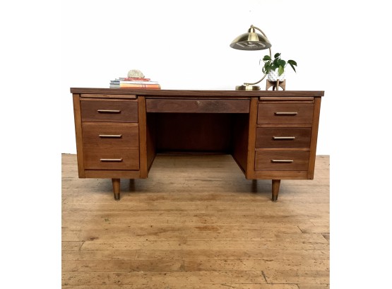Amazing Bankers Solid Wood Desk 1950's Era