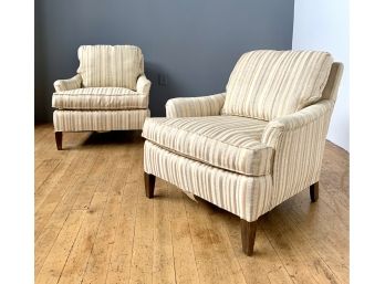 Pair Of Vintage White Club Chairs By Frederick Edward Of North Carolina