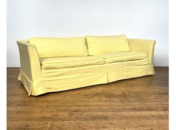Yellow Linen Slipcovered Vintage Couch - With Bonus Slipcover
