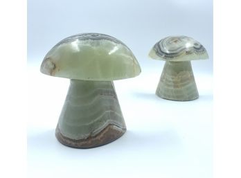 MCM Mushroom SOLID Marble/Stone/Agate Bookends