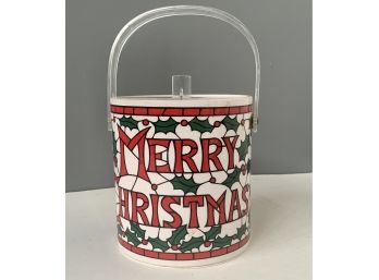 Vintage Plastic Christmas Ice Bucket Acrylic Top