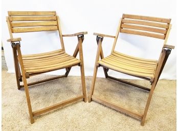 Vintage Teak Swivel Back Lawn Chairs, Rare Chairs