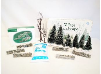 Valley Landscape Bottle Brushed Frosted 14 Piece Christmas Trees And Village Accessories