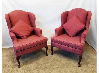 2 La-z-Boy Classics Wingback Chairs With Queen Anne Legs
