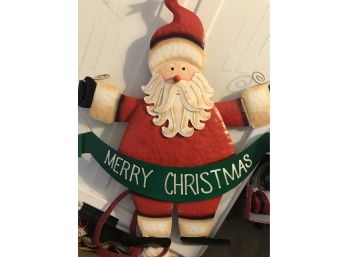 Vintage Welcome Santa Door Hanger - Metal - By Dansk