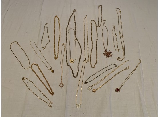 Lot Of Assorted Costume Gold Colored Necklaces