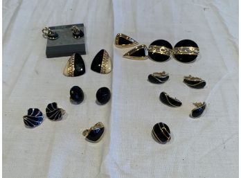 Lot Of Assorted Black Formal Costume Earrings