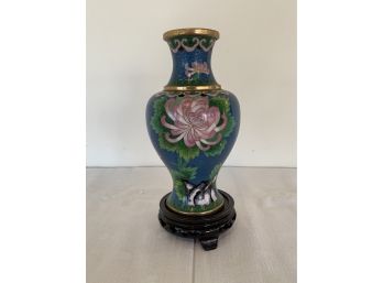 Stunning - Vintage Blue Tinned Vase