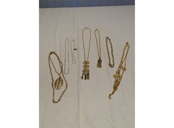 Lot Of Assorted Costume Jewelry Necklaces - Gold Colored