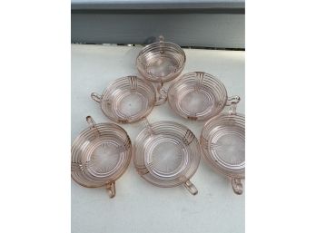Vintage Anchor Hocking - Six Pretty In Pink Bowls