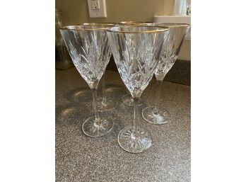Crystal Wine Glasses With Gold Trim - Set Of Five