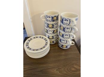 Villeroy And Boch Capiz Pattern Cups And Saucers