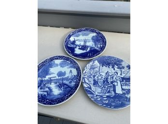 Rare Set Of Vintage Delft Plates - From Boch Belgium!  Beautiful
