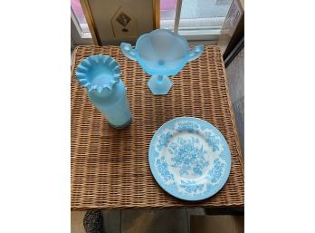 Assorted Blue - Plate, Candy Dish And Vase