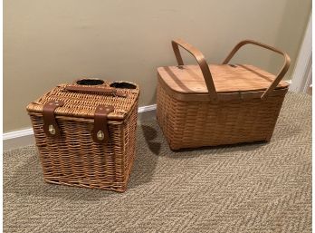 Pair Of Woven Picnic Time And S.G. Higgins Baskets