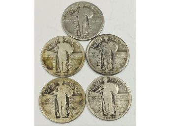 Group Of (5) US Standing Liberty Silver Quarters - 1925 .1926 & 1927     E13