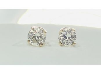 Pair Of 14K Yellow Gold Diamond Stud Earrings  - 4 MM -         N3