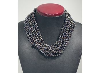 Huge 8 Strand  Gray / Black Baroque Pearl Necklace     I2