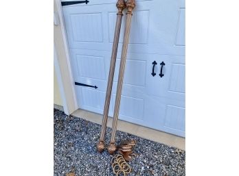 2 Gold And White Acorn End Curtain Rods - Larger Set