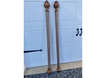 4 Gold And White Acorn End Curtain Rods