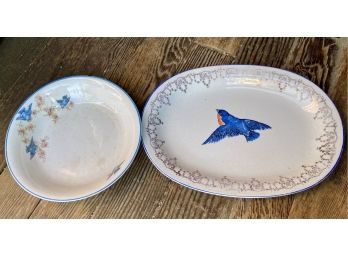 Two Blue Bird Plates